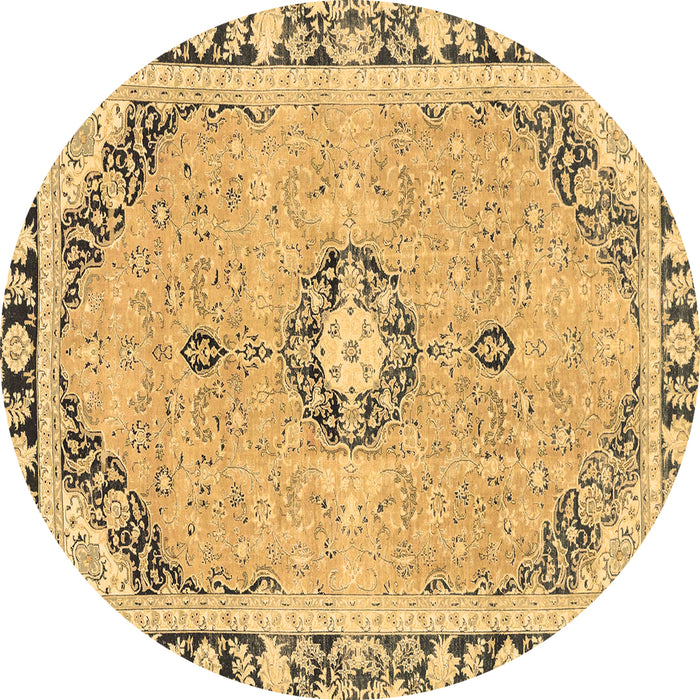 Round Abstract Brown Modern Rug, abs2151brn