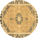 Round Abstract Brown Modern Rug, abs2151brn