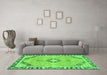 Machine Washable Abstract Green Modern Area Rugs in a Living Room,, wshabs2151grn