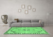 Machine Washable Abstract Emerald Green Modern Area Rugs in a Living Room,, wshabs2151emgrn