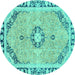 Round Abstract Turquoise Modern Rug, abs2151turq