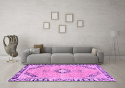 Machine Washable Abstract Pink Modern Rug in a Living Room, wshabs2151pnk