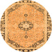 Round Machine Washable Abstract Orange Modern Area Rugs, wshabs2151org