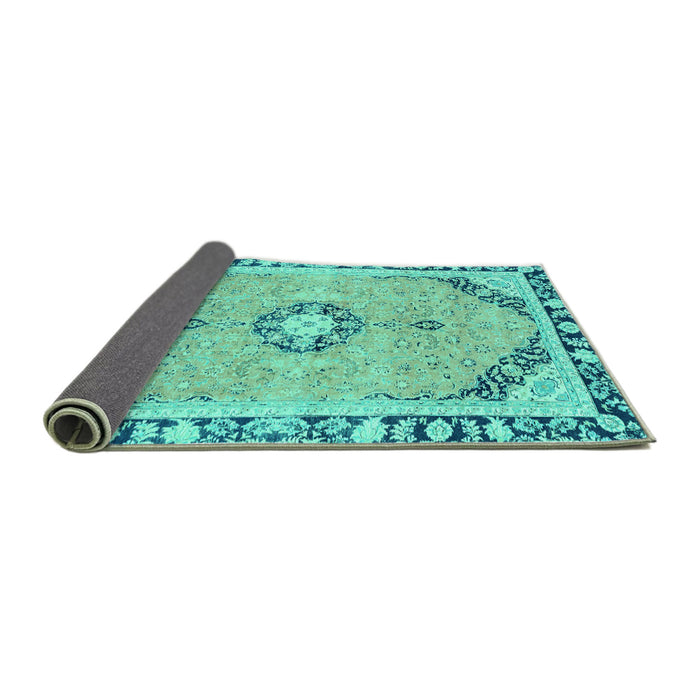 Sideview of Abstract Turquoise Modern Rug, abs2151turq