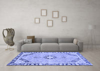 Machine Washable Abstract Blue Modern Rug, wshabs2151blu