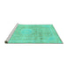 Sideview of Machine Washable Abstract Turquoise Modern Area Rugs, wshabs2152turq