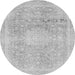 Round Machine Washable Abstract Gray Modern Rug, wshabs2152gry