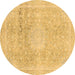 Round Abstract Brown Modern Rug, abs2152brn