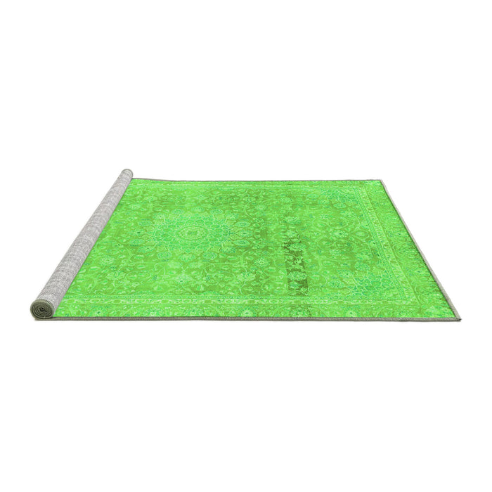 Sideview of Machine Washable Abstract Green Modern Area Rugs, wshabs2152grn