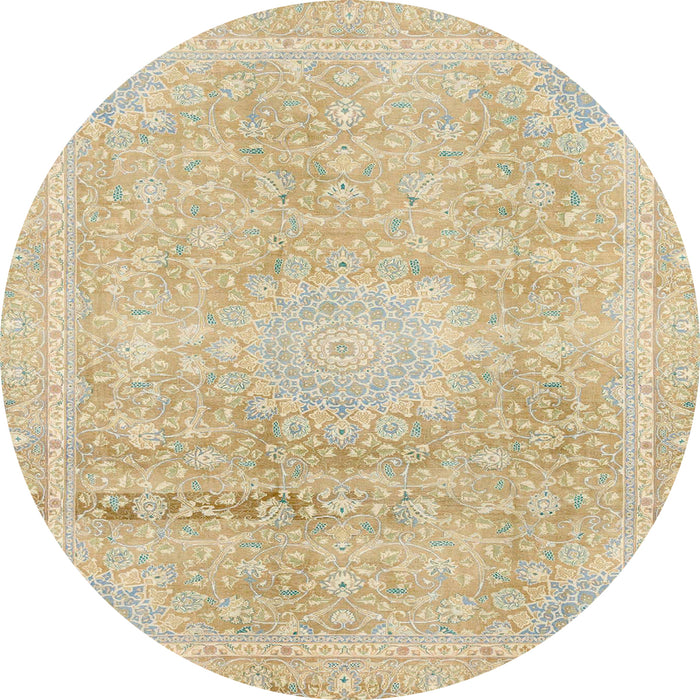 Round Machine Washable Abstract Metallic Gold Rug, wshabs2152