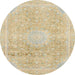 Round Machine Washable Abstract Metallic Gold Rug, wshabs2152