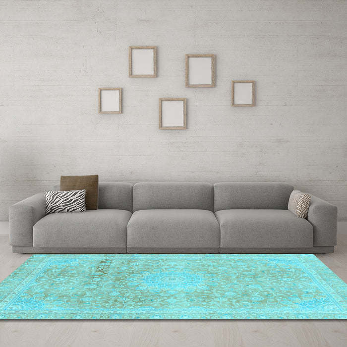 Machine Washable Abstract Light Blue Modern Rug in a Living Room, wshabs2152lblu