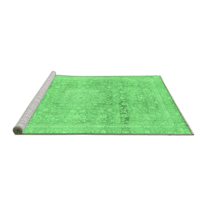 Sideview of Machine Washable Abstract Emerald Green Modern Area Rugs, wshabs2152emgrn
