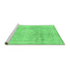 Sideview of Machine Washable Abstract Emerald Green Modern Area Rugs, wshabs2152emgrn