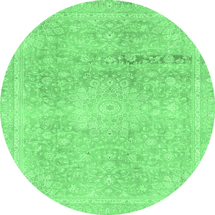 Round Abstract Emerald Green Modern Rug, abs2152emgrn