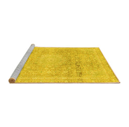 Sideview of Machine Washable Abstract Yellow Modern Rug, wshabs2152yw