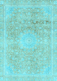 Abstract Light Blue Modern Rug, abs2152lblu