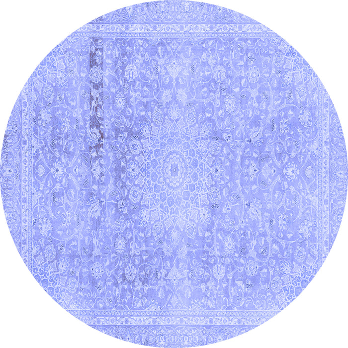 Round Abstract Blue Modern Rug, abs2152blu