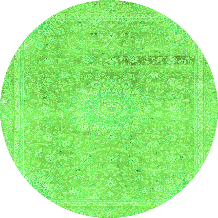 Round Abstract Green Modern Rug, abs2152grn