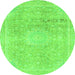 Round Abstract Green Modern Rug, abs2152grn