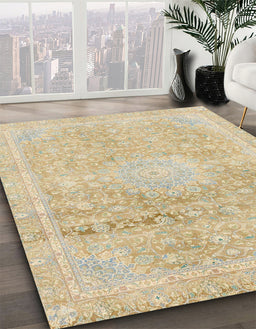 Machine Washable Abstract Metallic Gold Rug in a Family Room, wshabs2152