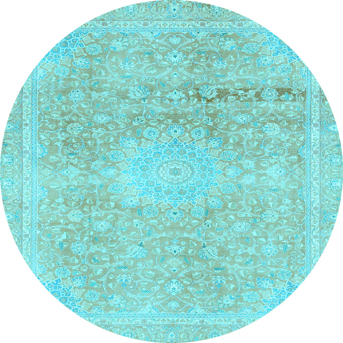 Round Abstract Light Blue Modern Rug, abs2152lblu