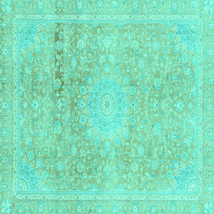 Square Machine Washable Abstract Turquoise Modern Area Rugs, wshabs2152turq
