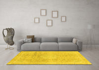 Machine Washable Abstract Yellow Modern Rug, wshabs2152yw