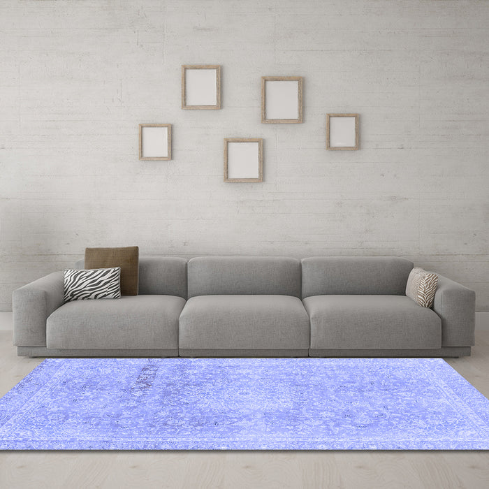 Machine Washable Abstract Blue Modern Rug in a Living Room, wshabs2152blu