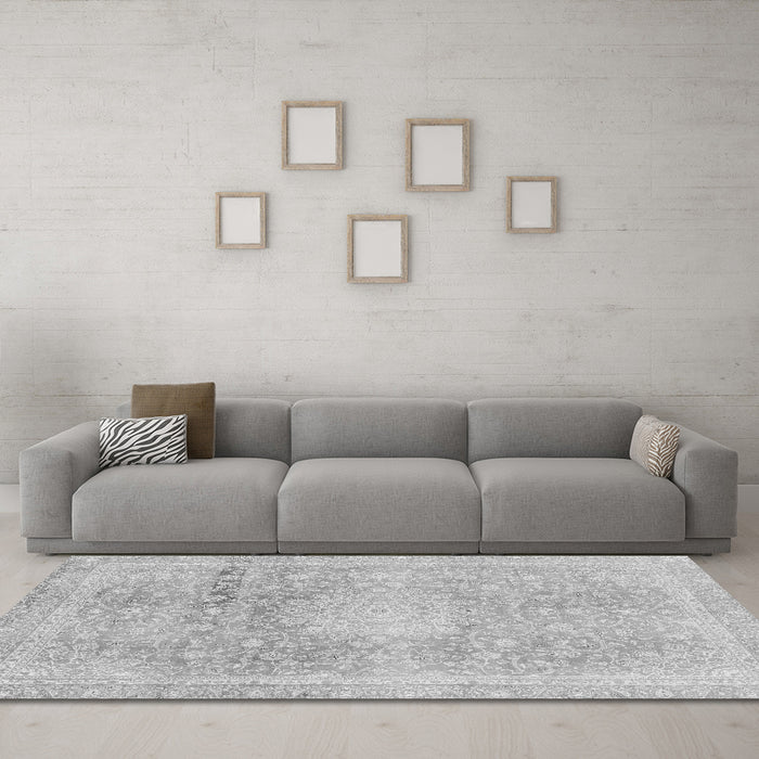 Machine Washable Abstract Gray Modern Rug in a Living Room,, wshabs2152gry