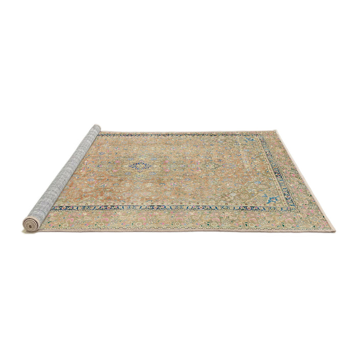 Sideview of Machine Washable Abstract Camel Brown Rug, wshabs2153