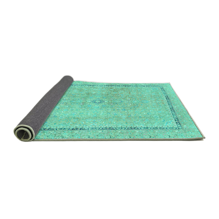 Sideview of Abstract Turquoise Modern Rug, abs2153turq