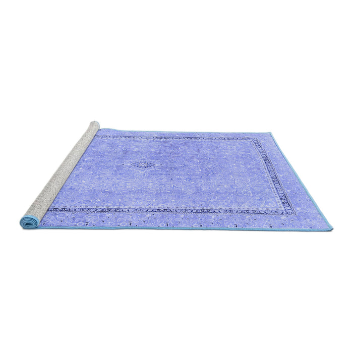 Sideview of Machine Washable Abstract Blue Modern Rug, wshabs2153blu