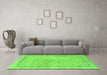 Machine Washable Abstract Green Modern Area Rugs in a Living Room,, wshabs2153grn