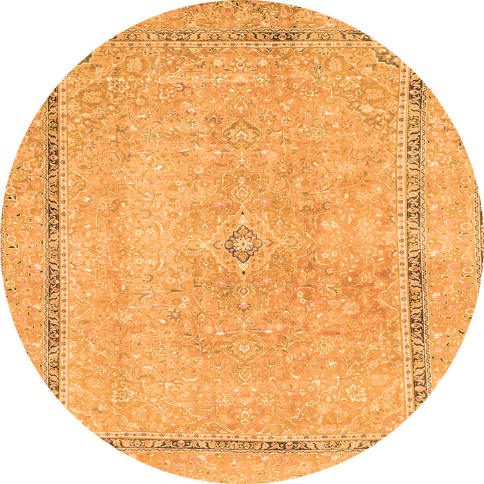 Round Abstract Orange Modern Rug, abs2153org