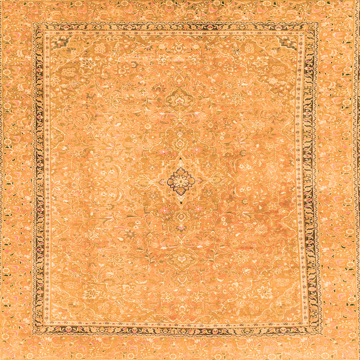 Square Machine Washable Abstract Orange Modern Area Rugs, wshabs2153org