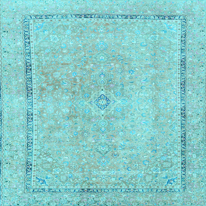 Square Abstract Light Blue Modern Rug, abs2153lblu