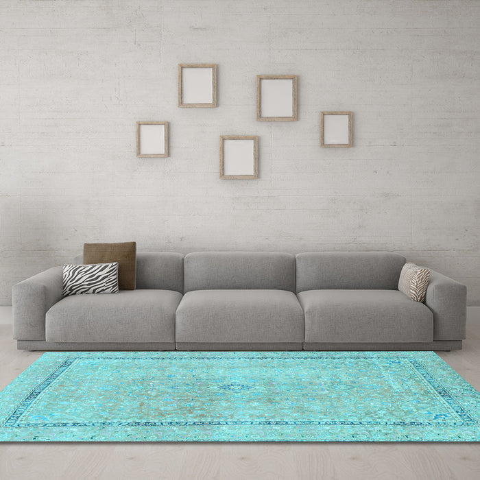 Machine Washable Abstract Light Blue Modern Rug in a Living Room, wshabs2153lblu
