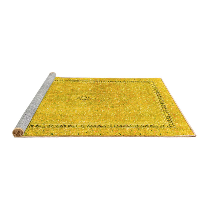 Sideview of Machine Washable Abstract Yellow Modern Rug, wshabs2153yw