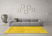 Machine Washable Abstract Yellow Modern Rug in a Living Room, wshabs2153yw