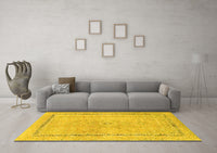 Machine Washable Abstract Yellow Modern Rug, wshabs2153yw