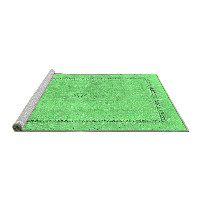 Sideview of Machine Washable Abstract Emerald Green Modern Area Rugs, wshabs2153emgrn