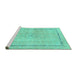 Sideview of Machine Washable Abstract Turquoise Modern Area Rugs, wshabs2153turq