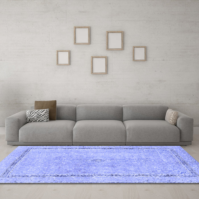 Machine Washable Abstract Blue Modern Rug in a Living Room, wshabs2153blu