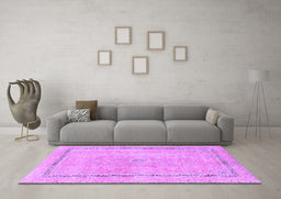 Machine Washable Abstract Purple Modern Area Rugs in a Living Room, wshabs2153pur