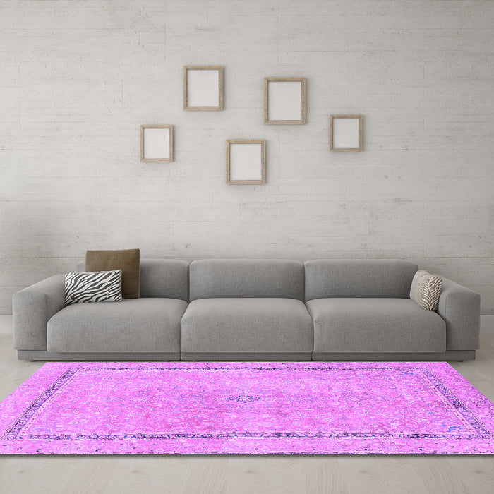 Machine Washable Abstract Purple Modern Area Rugs in a Living Room, wshabs2153pur