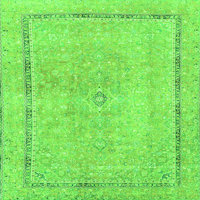 Square Machine Washable Abstract Green Modern Area Rugs, wshabs2153grn