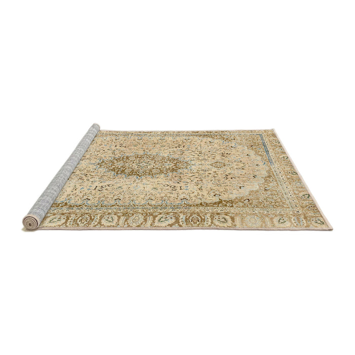 Sideview of Machine Washable Abstract Brown Gold Rug, wshabs2154