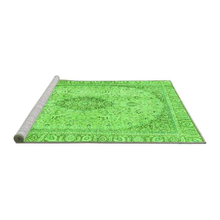 Sideview of Machine Washable Abstract Green Modern Area Rugs, wshabs2154grn