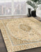 Machine Washable Abstract Brown Gold Rug in a Family Room, wshabs2154